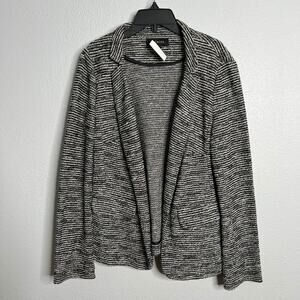 Talbots Black White Knit Blazer Stretch Pockets Long Sleeve Sz 8 Women's
